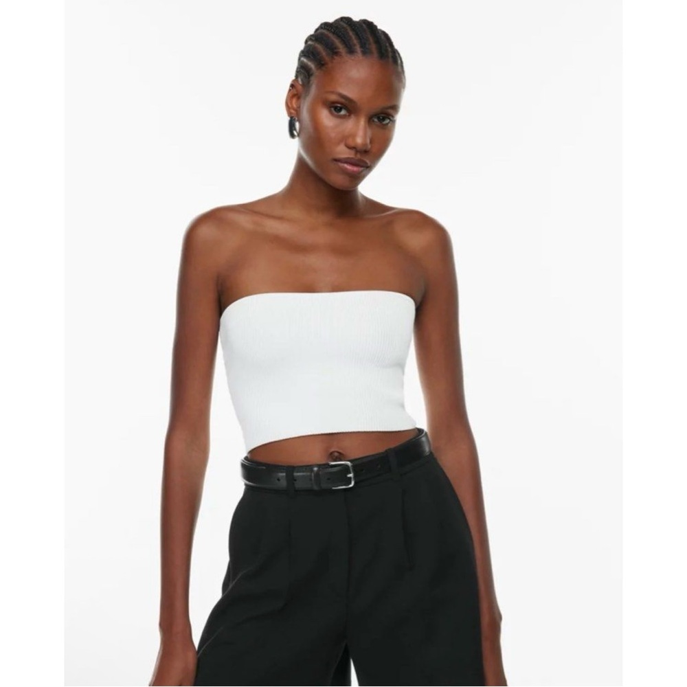 Aritzia White Sculpt Knit Crop Tube Top